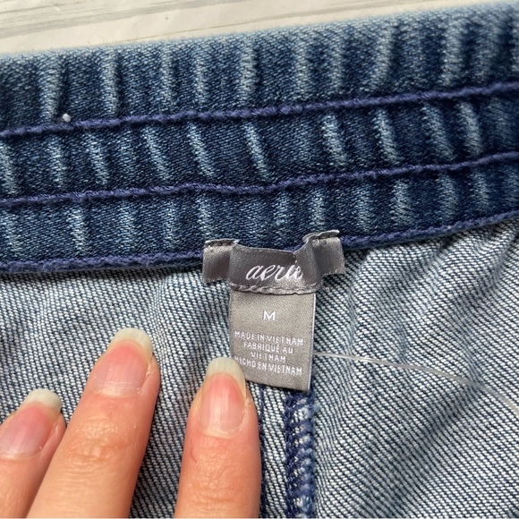 Aerie dark wash denim drawstring shorts size medium - Picture 8 of 8
